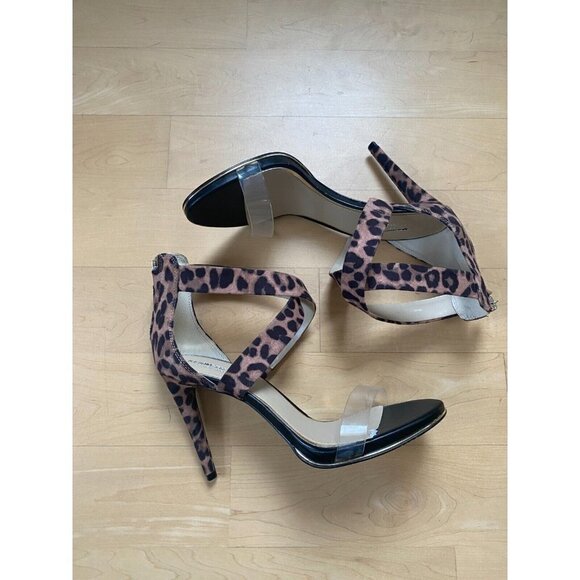 KENNETH Cole BNWOT "Brooke Cross" Vinyl Strap Heels Animal Print Women NEW - Picture 4 of 10